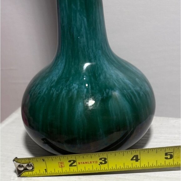 Blue Mountain Pottery Tall Bud Vase 11" Green Drip Glaze Ceramic Canada MCM - Picture 7 of 7